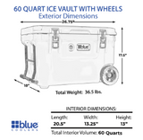 60 Quart Ice Vault Roto-Molded Cooler with Wheels