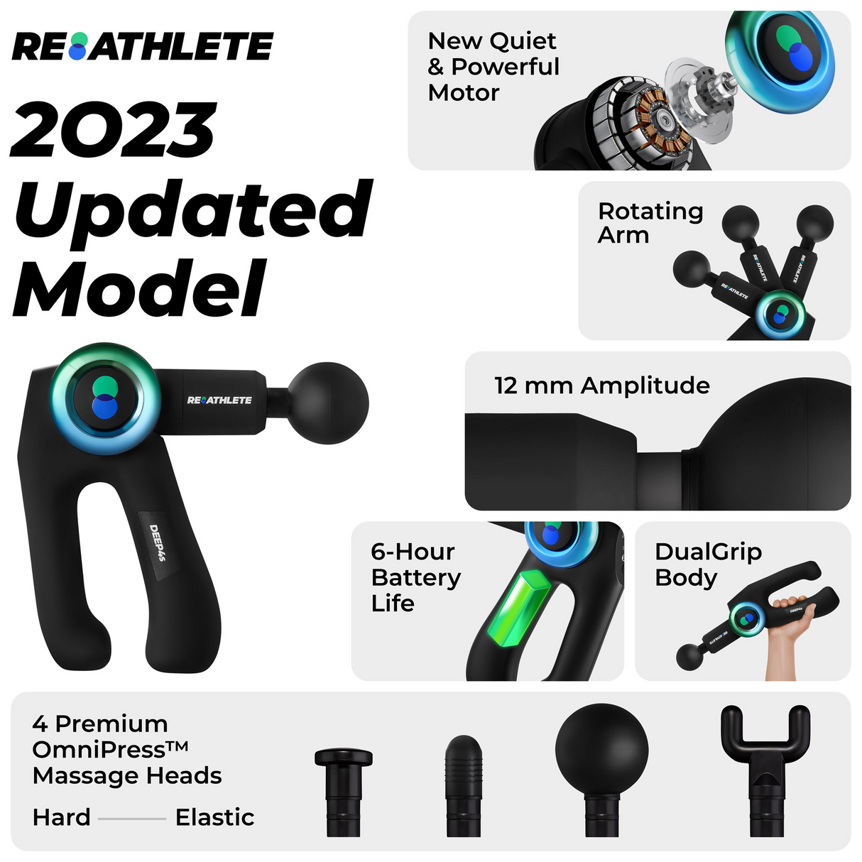 DEEP4s Percussion Massage Gun – Deep Tissue Handheld Massager for Pain Relief, Muscle Recovery & Knot Release