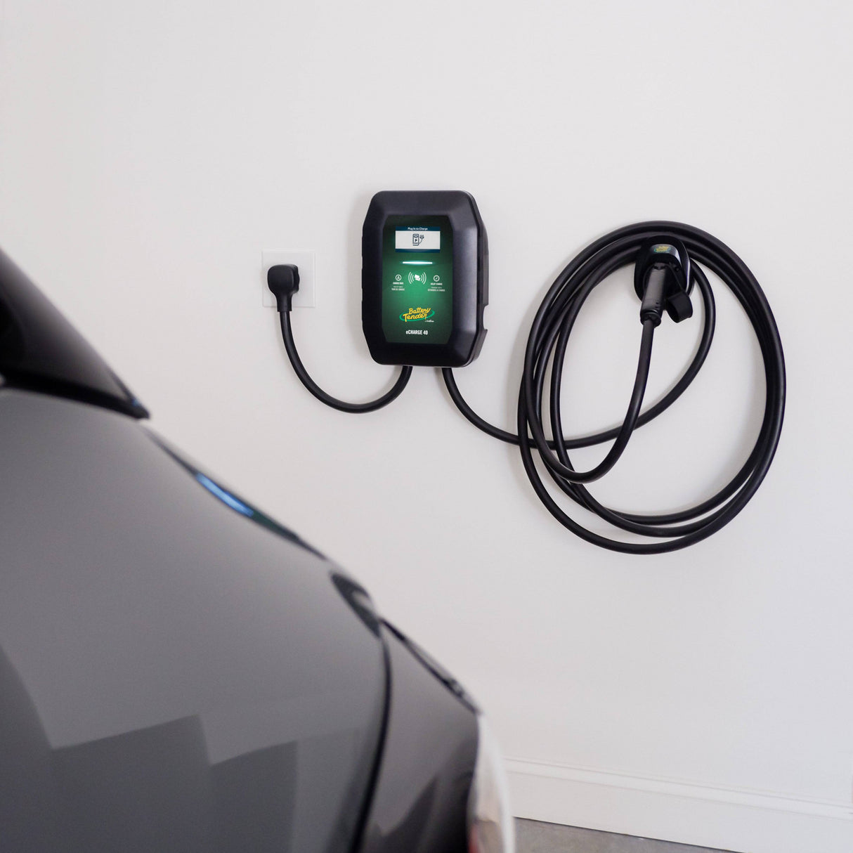 eCharge 40 AMP Level 2 EV Charger – Indoor/Outdoor Wall-Mounted with Plug-In or Hardwired Installation