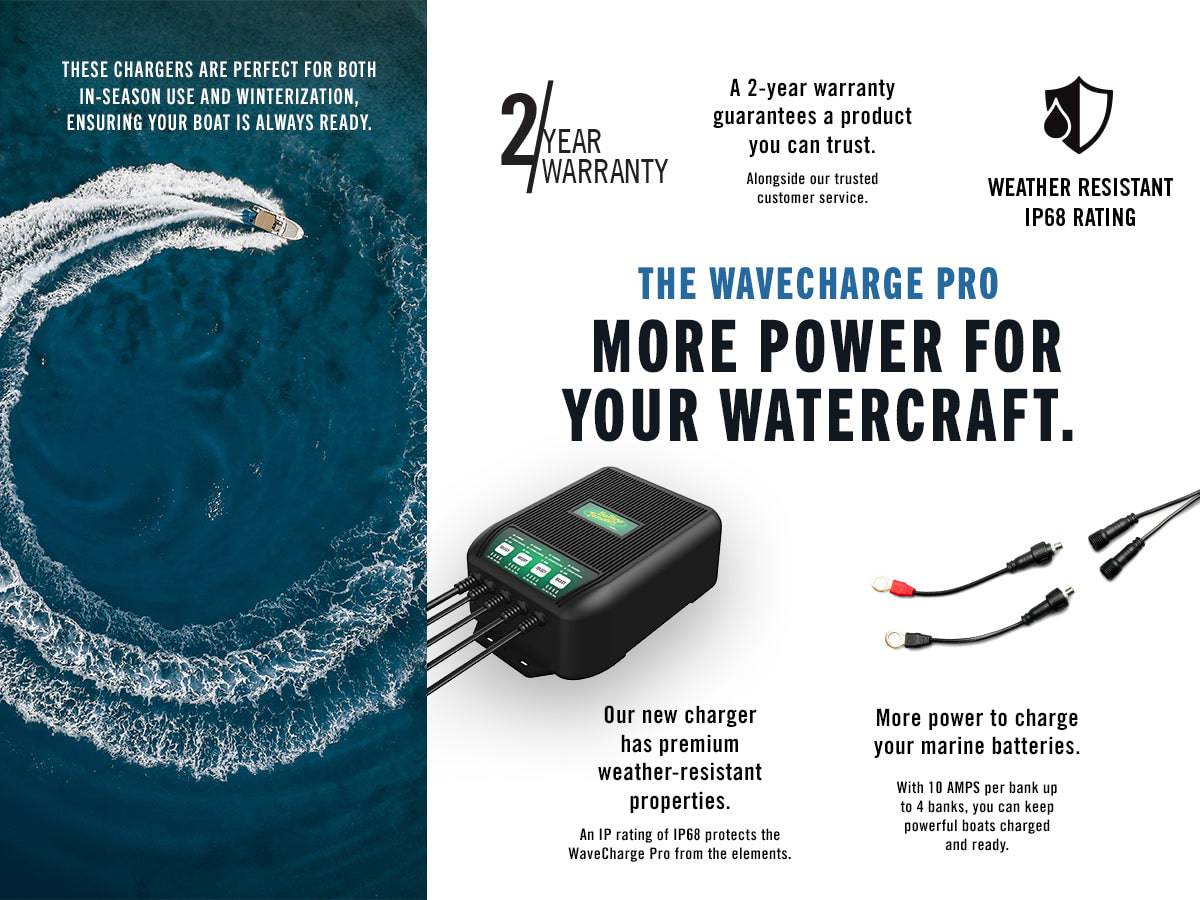 WaveCharge Pro 2-Bank 12V 20 AMP Marine Battery Charger – On-Board Dual Bank Smart Charger