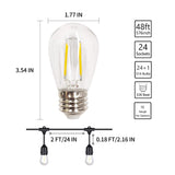Gardenreet 48FT Outdoor Bistro Lights, Shatterproof LED Bulbs(Plastic/Glass,1 Spare), IP65 Waterproof Hanging Lights for Camping, Wedding, Backyard, Porch, Deck, Party, Garden