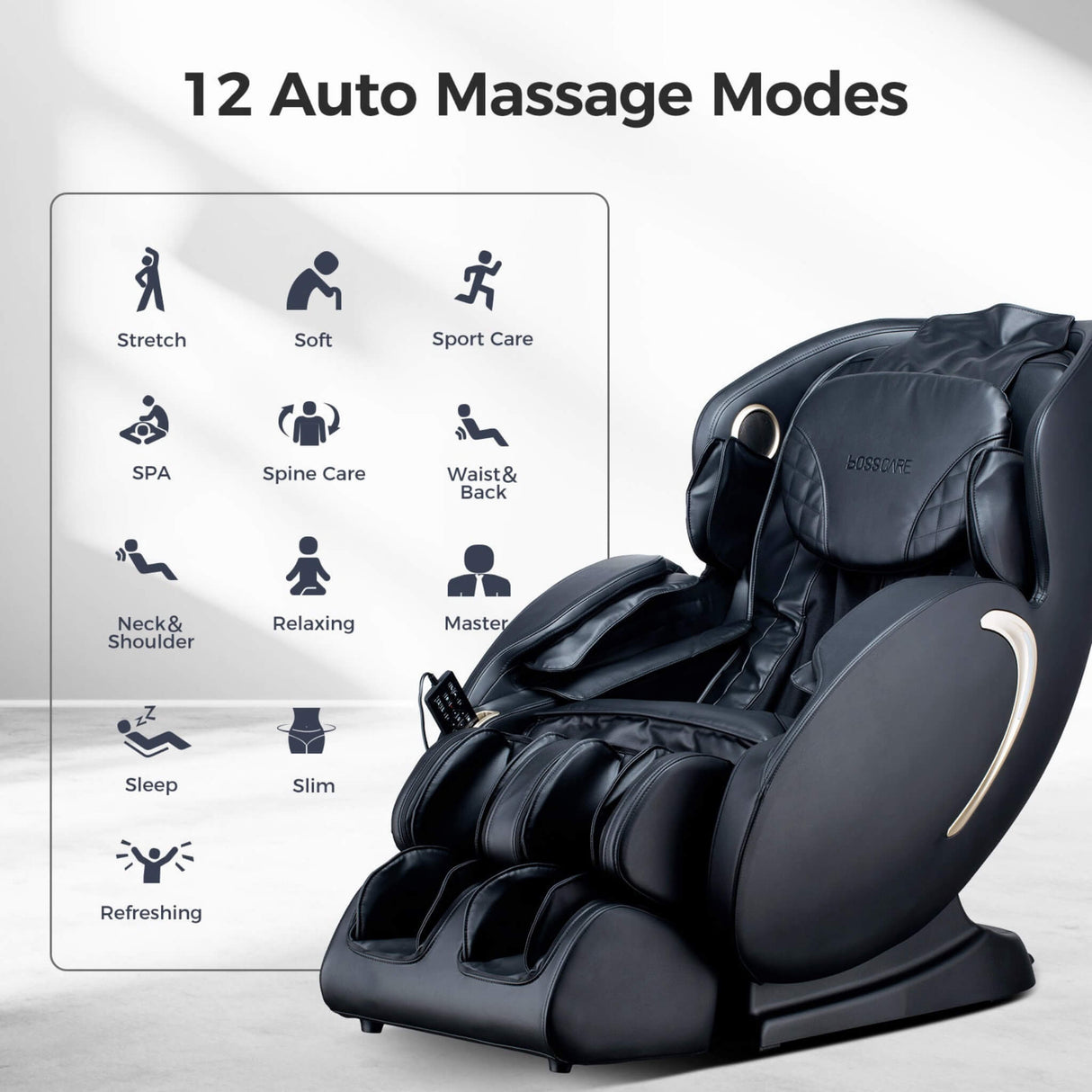Bosscare 3D Zero Gravity Full Body Shiatsu Massage Chair with Heat, App & Voice Control (SAK32840)