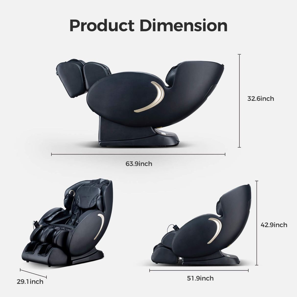 Bosscare 3D Zero Gravity Full Body Shiatsu Massage Chair with Heat, App & Voice Control (SAK32840)