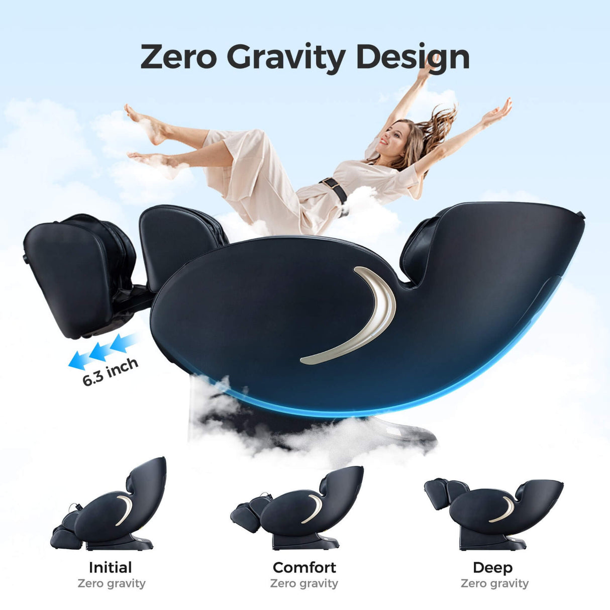 Bosscare 3D Zero Gravity Full Body Shiatsu Massage Chair with Heat, App & Voice Control (SAK32840)