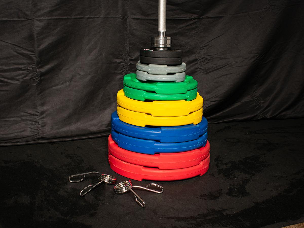 RUBBER COATED COLORED OLYMPIC PLATES: Rubber Plates, per Pair - Muscle D Fitness - Weights Pairs