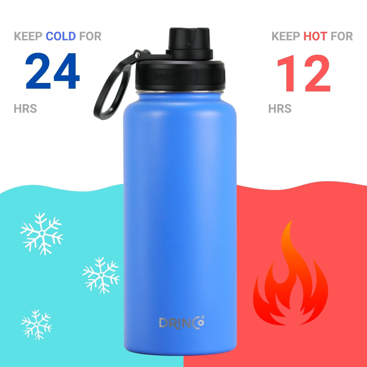DRINCO® 32oz Stainless Steel Water Bottle-US Flag Color-Royal Blue