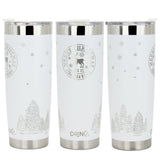 DRINCO® 20oz Insulated Tumbler Spill Proof Lid 2 Straws-White-Xmas