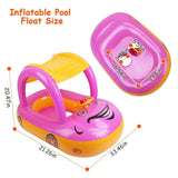Car-Shaped Baby Float with Canopy – Toddler Swim Ring Toy
