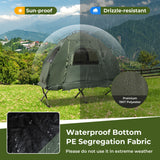 1-Person Folding Camping Tent Combo with Sunshade, Air Mattress & Sleeping Bag – 5-in-1 Off-Ground Cot Shelter for Backpacking & Outdoor Travel