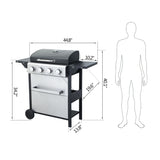 4-Burner Propane BBQ Grill – 34,200 BTU with Foldable Table & Hooks