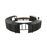 Large Premium Surround Spa Patio Rattan Sofa Set With Storage Compartments And Cushions (SAK75629)