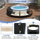 Large Premium Surround Spa Patio Rattan Sofa Set With Storage Compartments And Cushions (SAK75629)