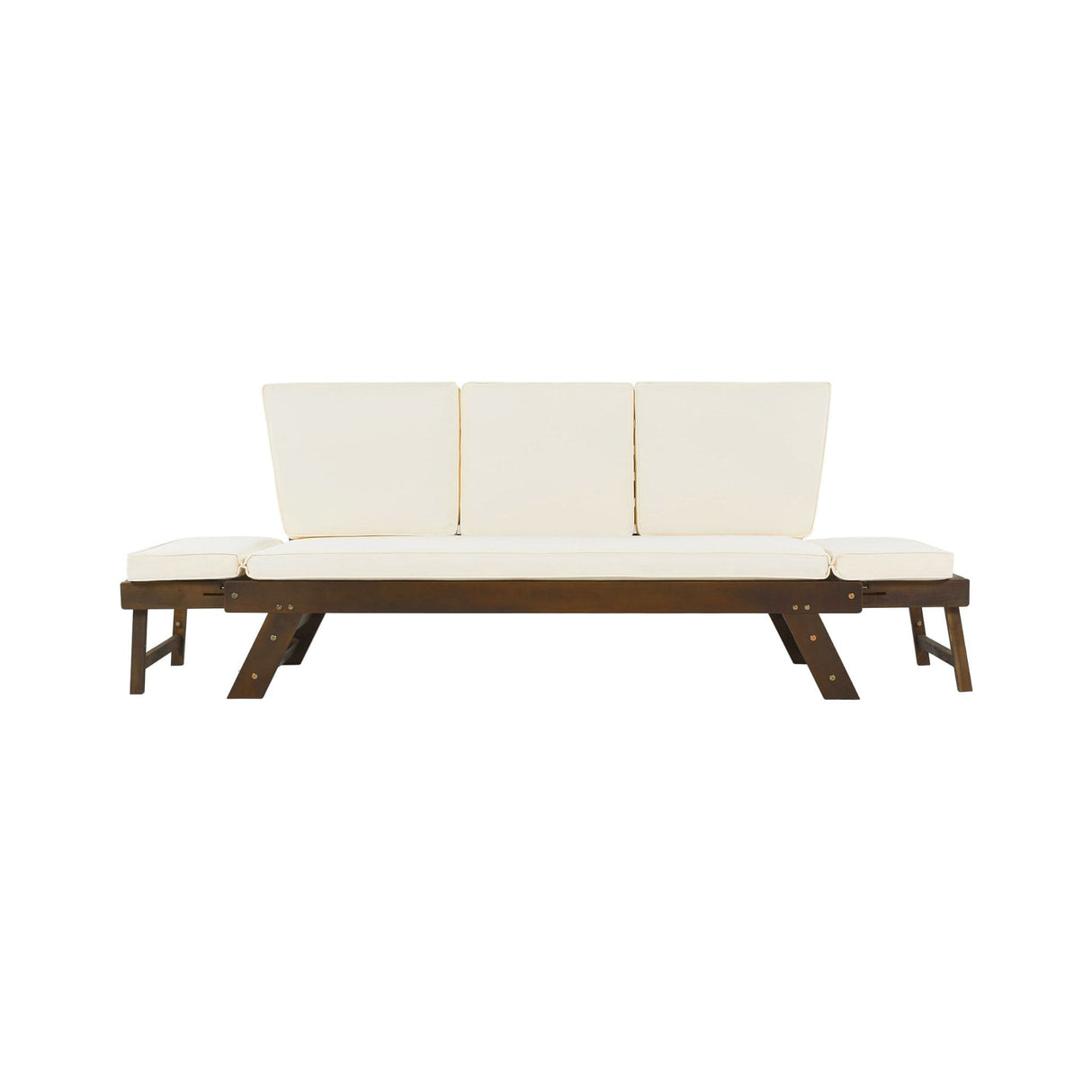 Outdoor Adjustable Wooden Patio Daybed Sofa With Cushions (SAK41345)