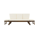 Outdoor Adjustable Wooden Patio Daybed Sofa With Cushions (SAK41345)