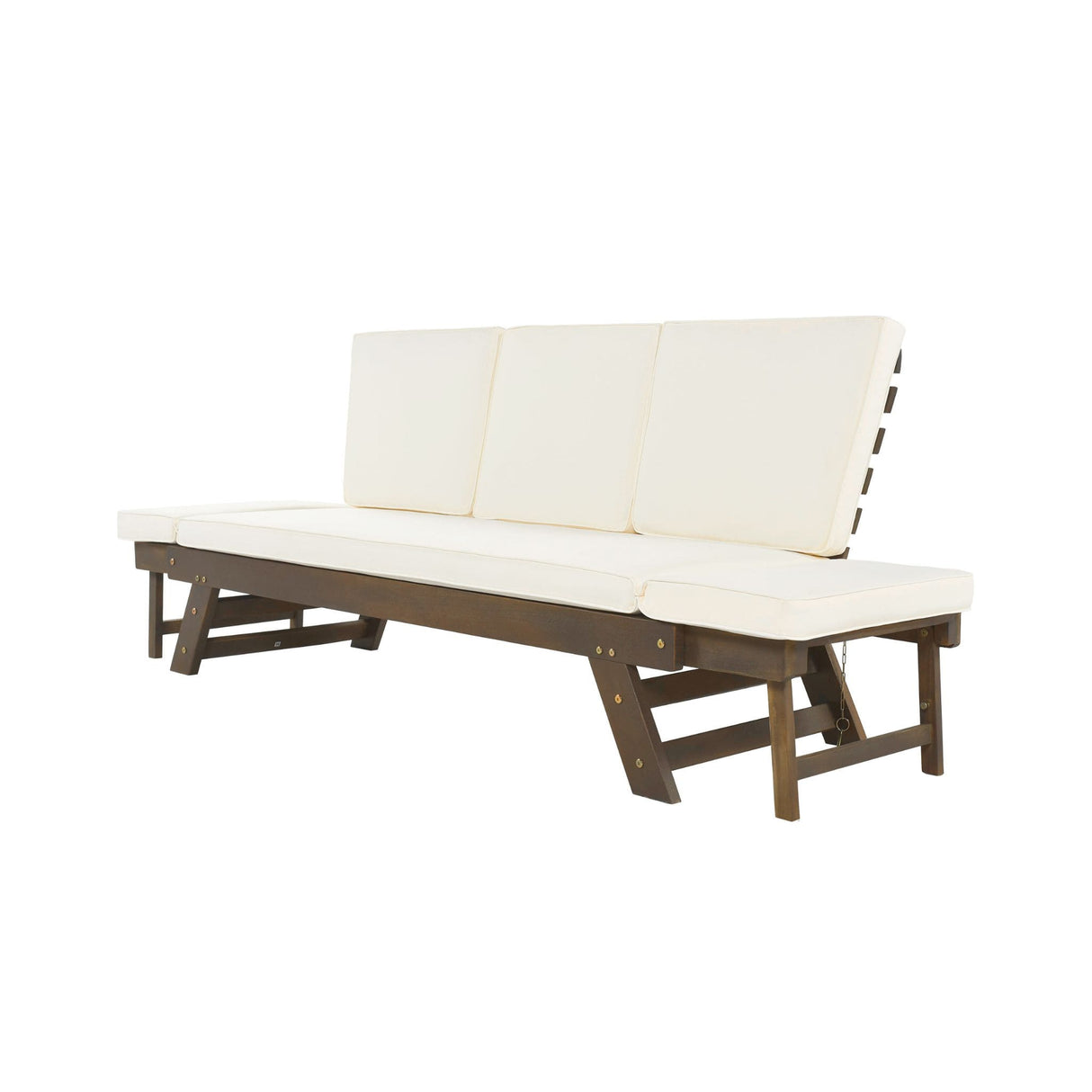 Outdoor Adjustable Wooden Patio Daybed Sofa With Cushions (SAK41345)