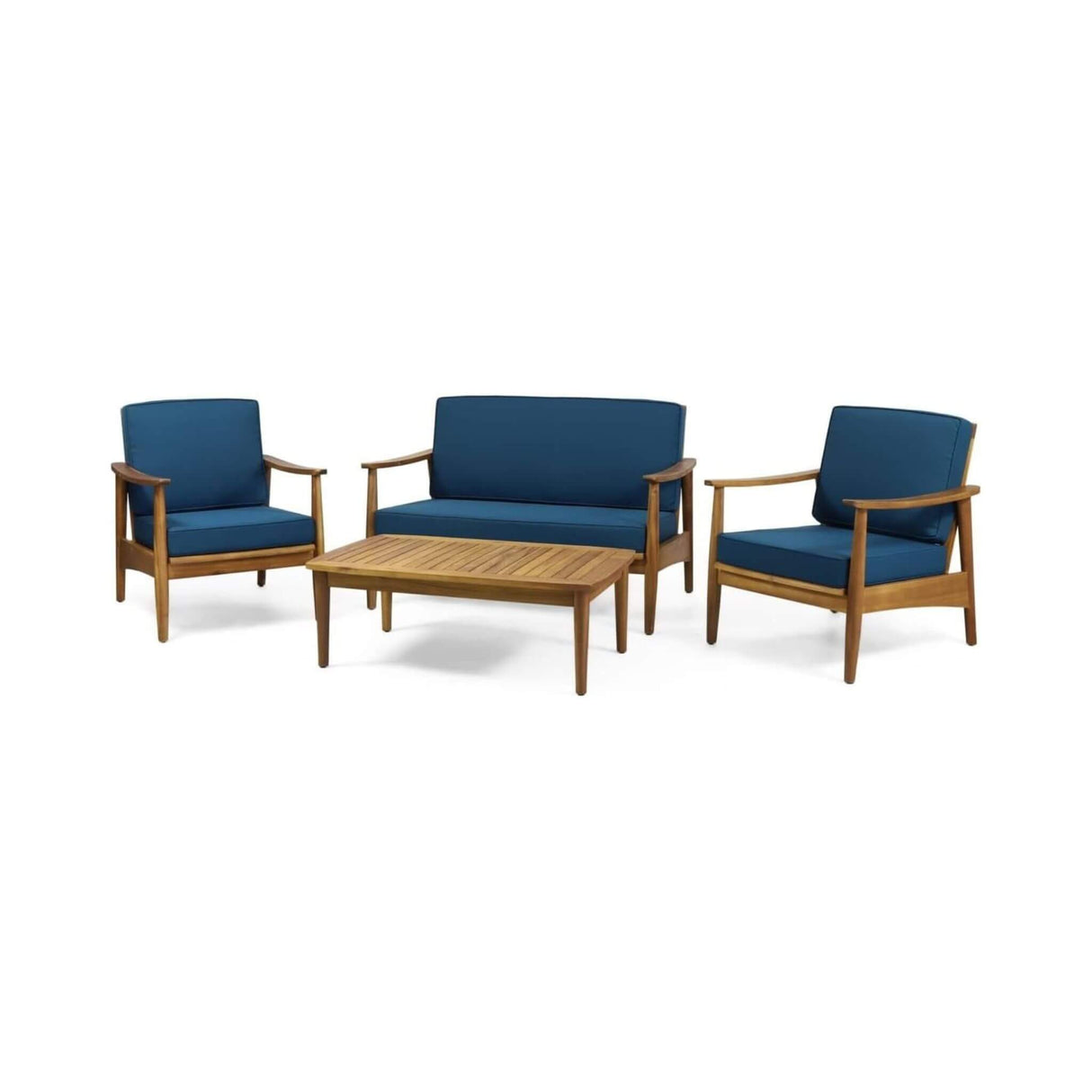 Premium 4-Piece Wooden Outdoor Patio Conversation Seating Set With Cushions (SAK31469)
