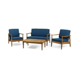 Premium 4-Piece Wooden Outdoor Patio Conversation Seating Set With Cushions (SAK31469)