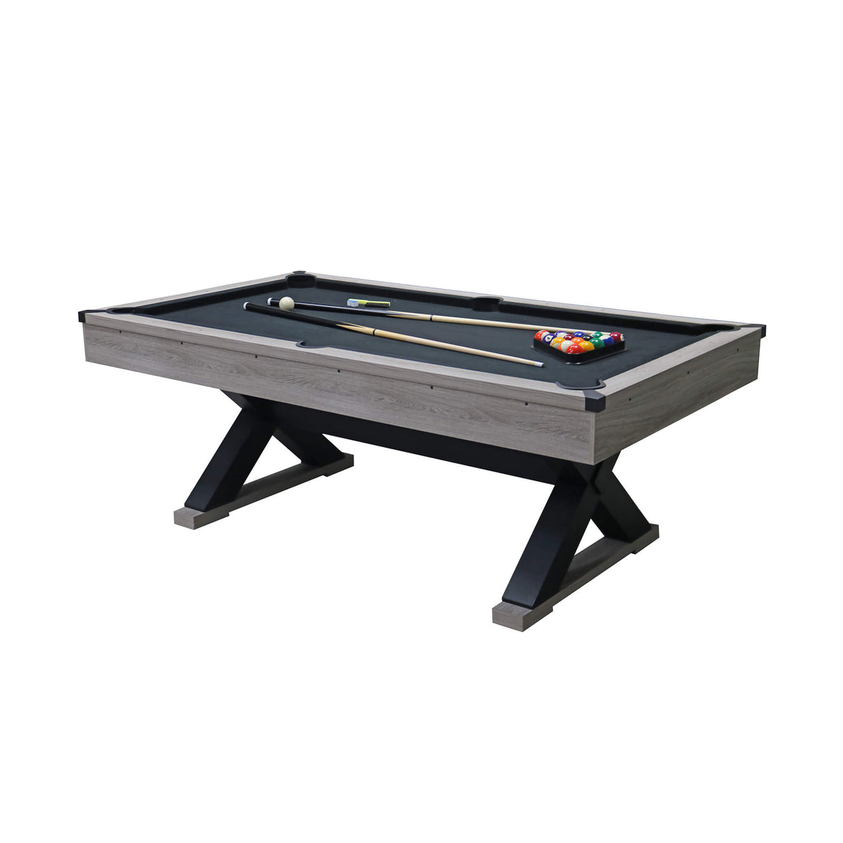 Premium 7FT Wood Billiards Pool Snooker Table Game Set With X-Shaped Legs (SAK32091)