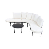 Premium Half- Moon 6-Person Curved All-Weather Outdoor Furniture Sofa Patio Set With Coffee Table And Cushions (SAK76332)