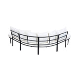 Premium Half- Moon 6-Person Curved All-Weather Outdoor Furniture Sofa Patio Set With Coffee Table And Cushions (SAK76332)