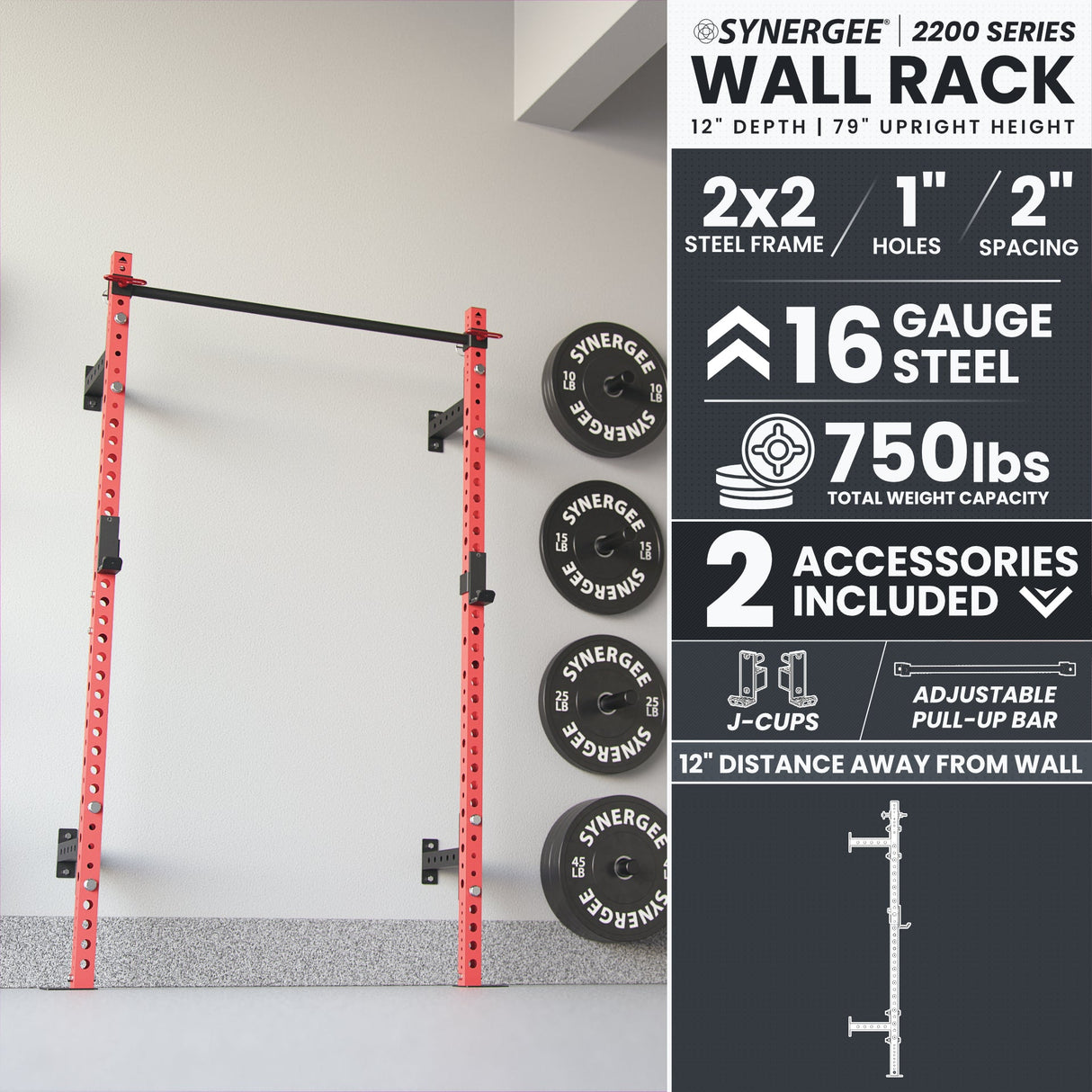 Synergee 2200 Series Wall Mounted Squat Rack