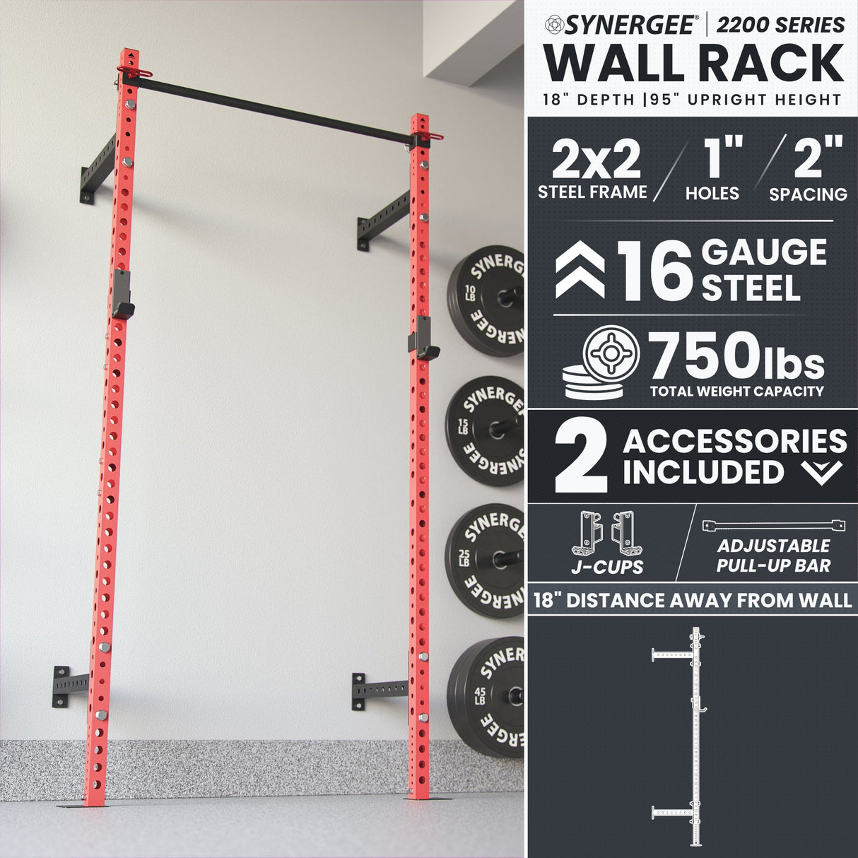 Synergee 2200 Series Wall Mounted Squat Rack