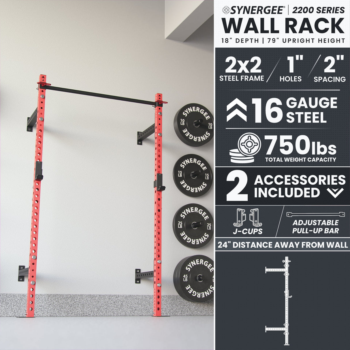 Synergee 2200 Series Wall Mounted Squat Rack