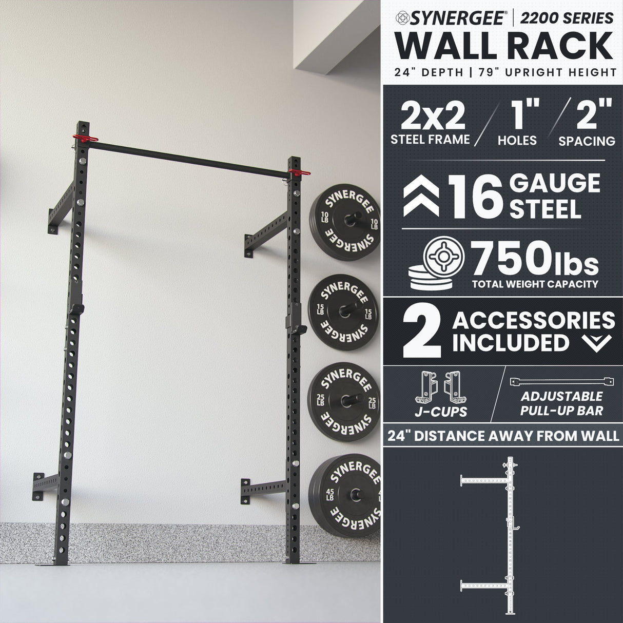 Synergee 2200 Series Wall Mounted Squat Rack