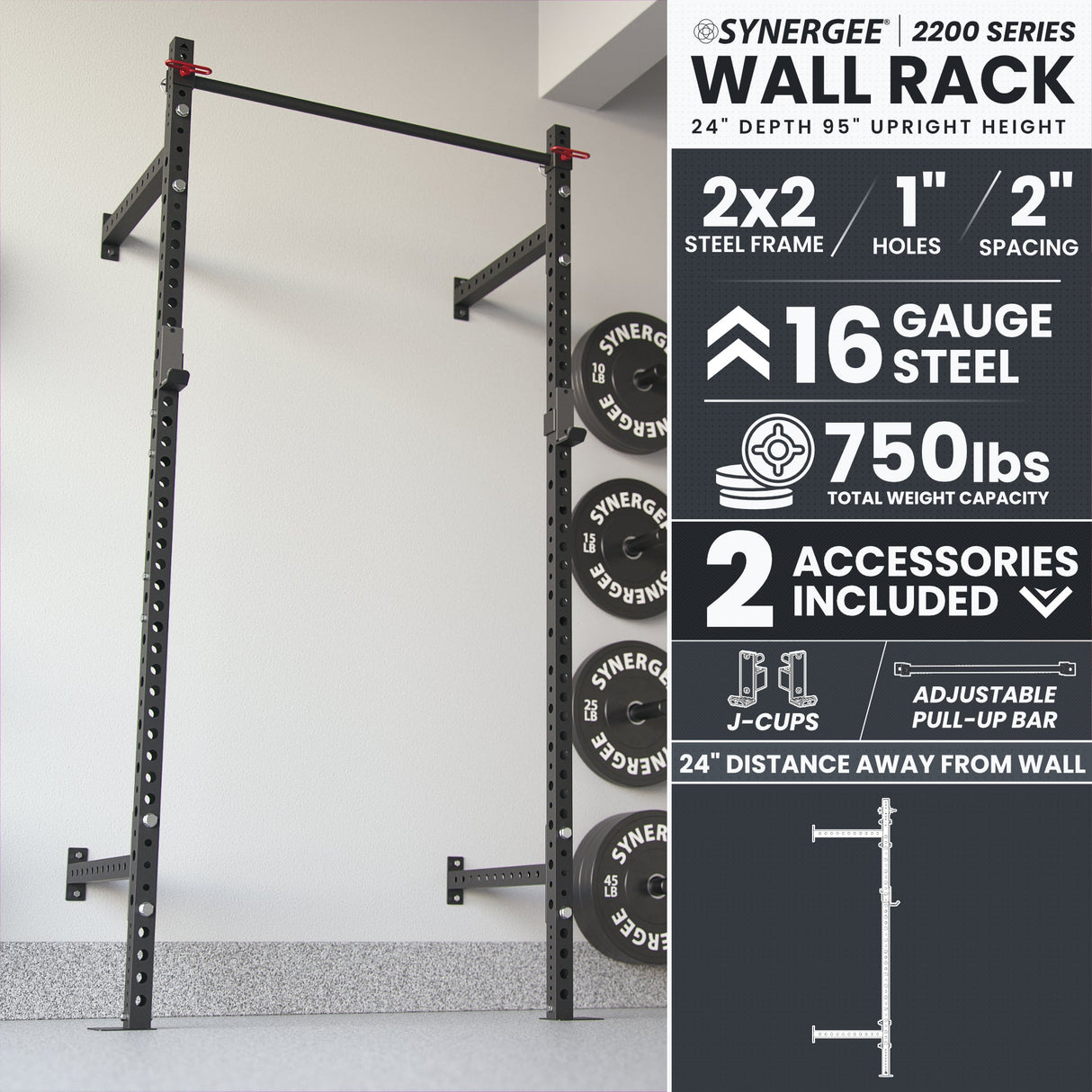 Synergee 2200 Series Wall Mounted Squat Rack