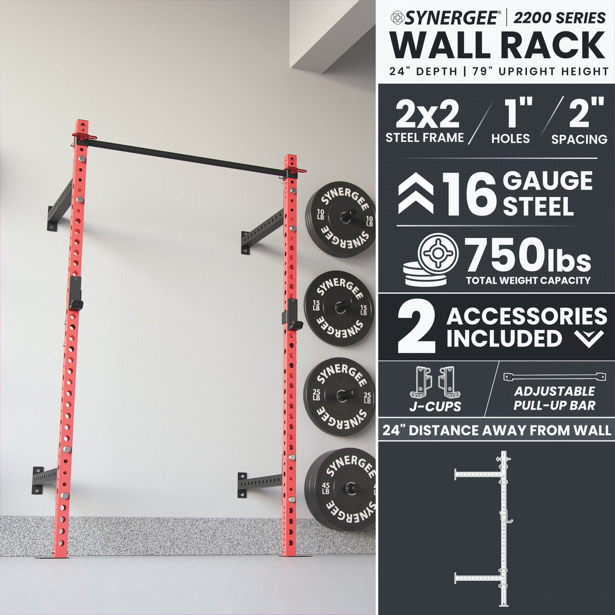 Synergee 2200 Series Wall Mounted Squat Rack