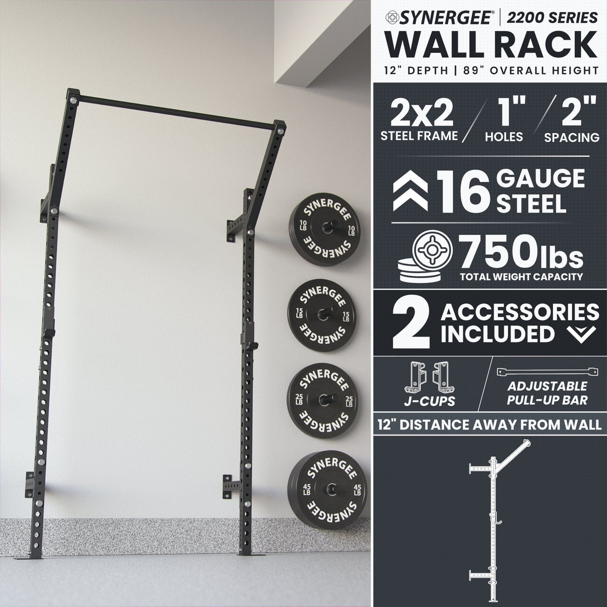 Synergee 2200 Series Wall Mounted Squat Rack