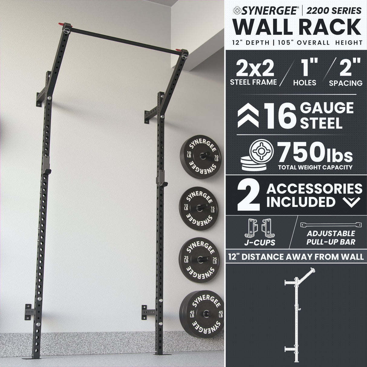 Synergee 2200 Series Wall Mounted Squat Rack