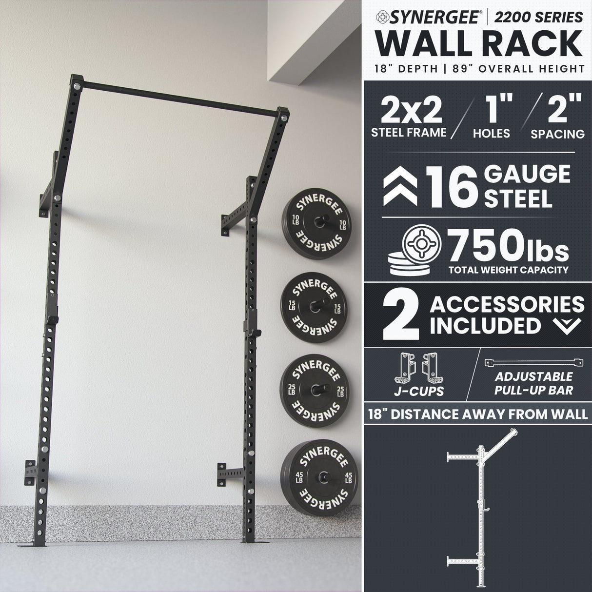 Synergee 2200 Series Wall Mounted Squat Rack