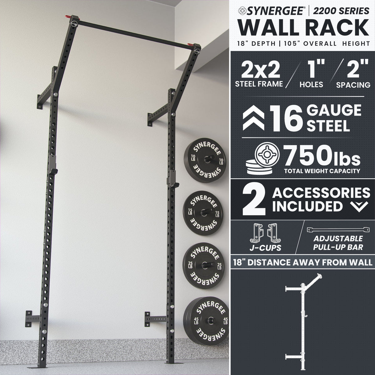 Synergee 2200 Series Wall Mounted Squat Rack