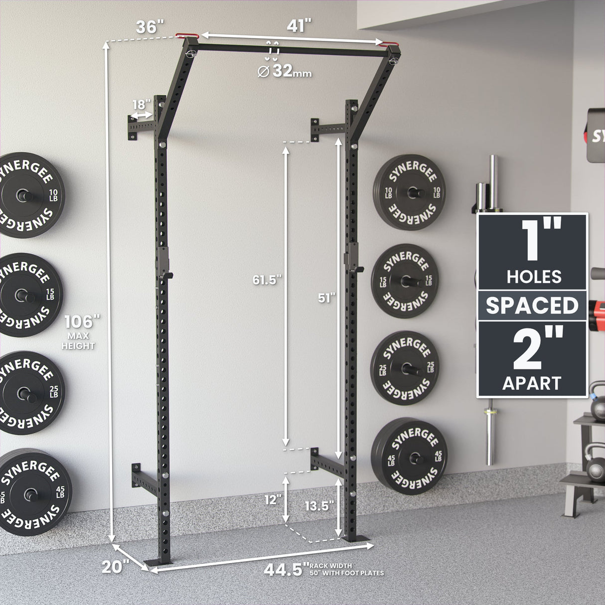 Synergee 2200 Series Wall Mounted Squat Rack