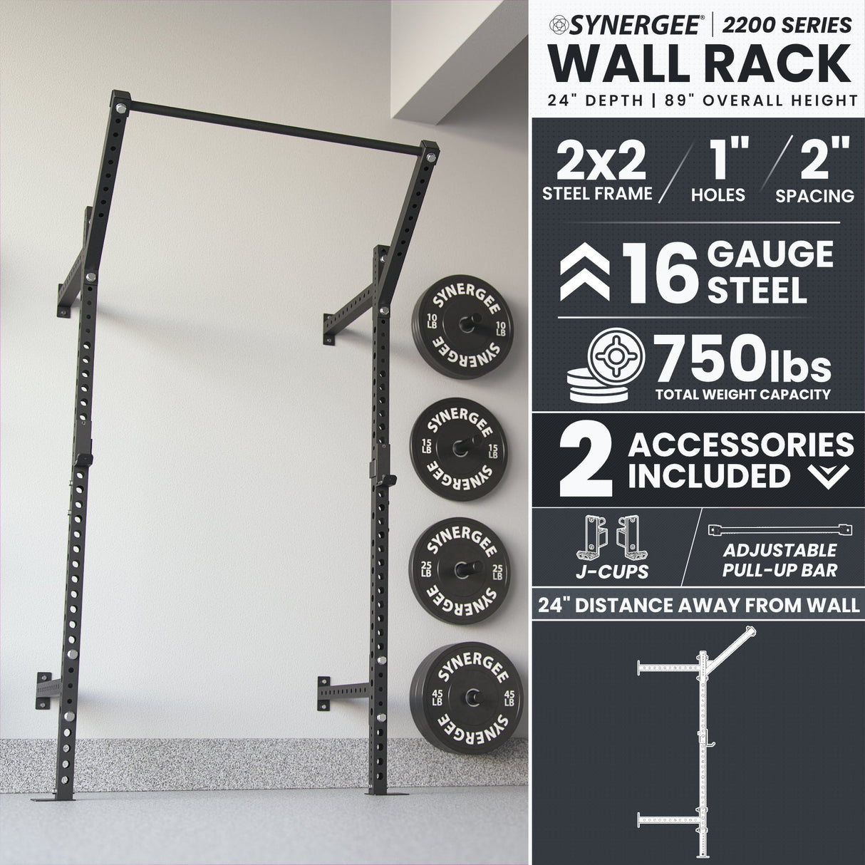 Synergee 2200 Series Wall Mounted Squat Rack