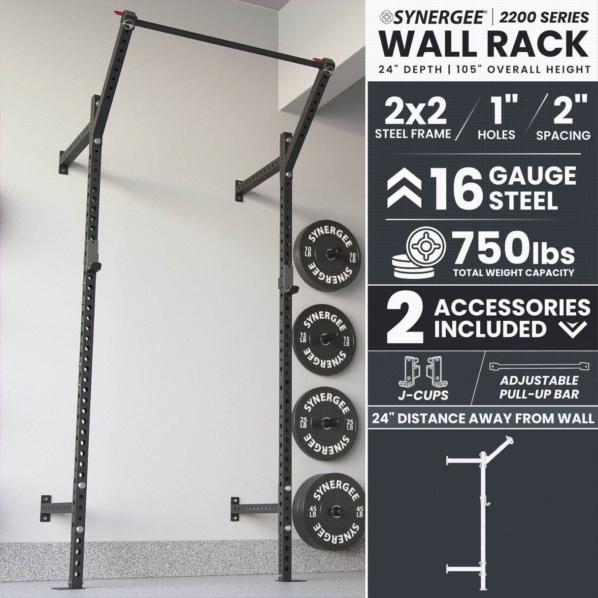 Synergee 2200 Series Wall Mounted Squat Rack