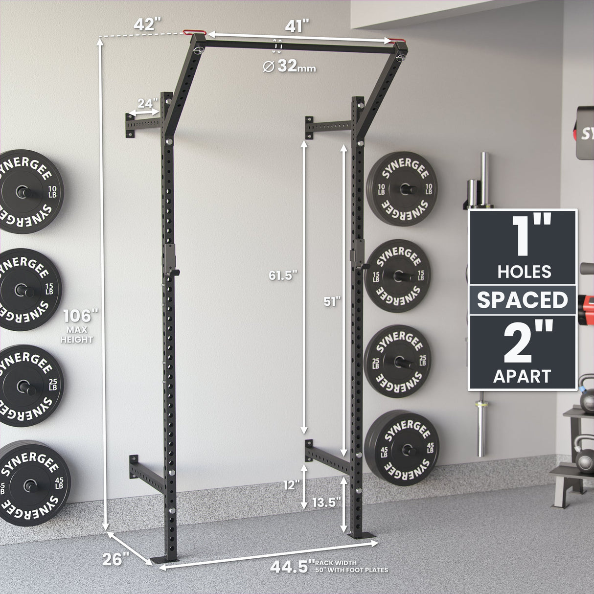 Synergee 2200 Series Wall Mounted Squat Rack