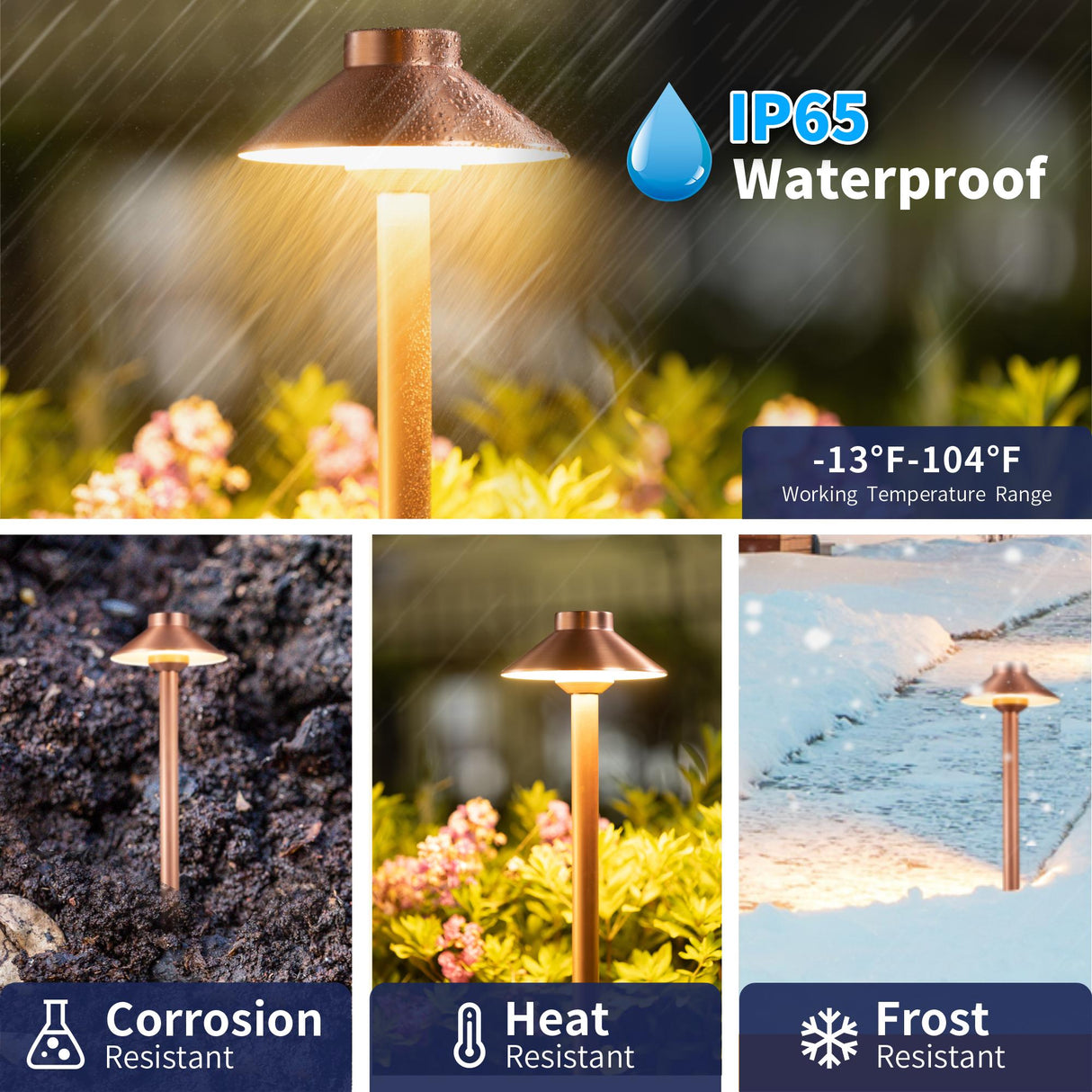 Gardenreet Solid Brass Low Voltage Landscape Pathway Light, LED Outdoor Accent Path and Area Light(Hat 2401)